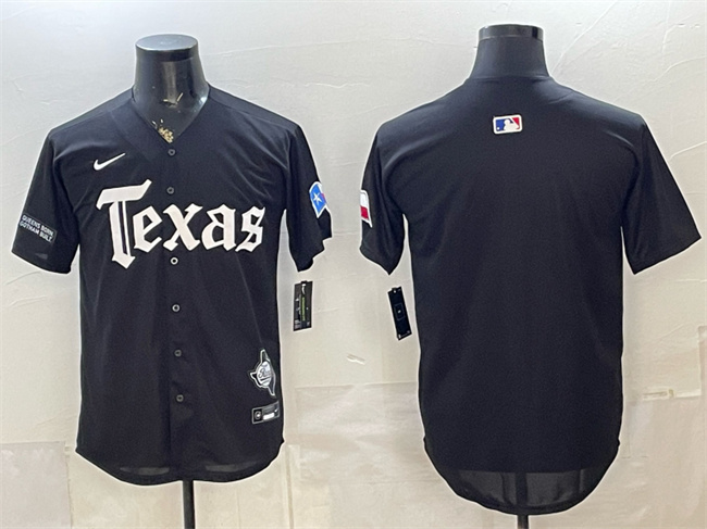 Men's Texas Rangers Blank Black Gothic Mexico 2025 Vapor Premier Limited Stitched Baseball Jersey Men's Texas Rangers Blank Black Gothic Mexico 2025 Vapor Premier Limited Stitched Baseball Jersey